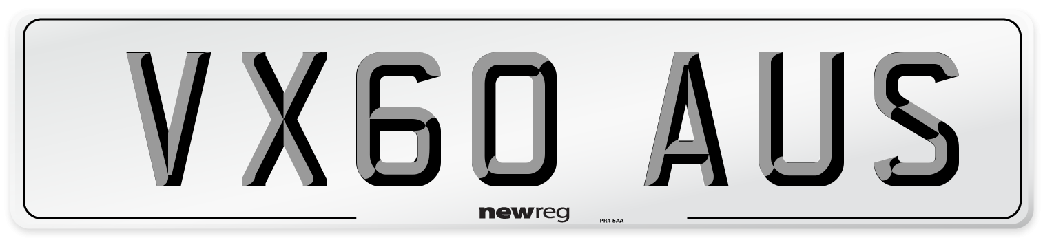 VX60 AUS Number Plate from New Reg